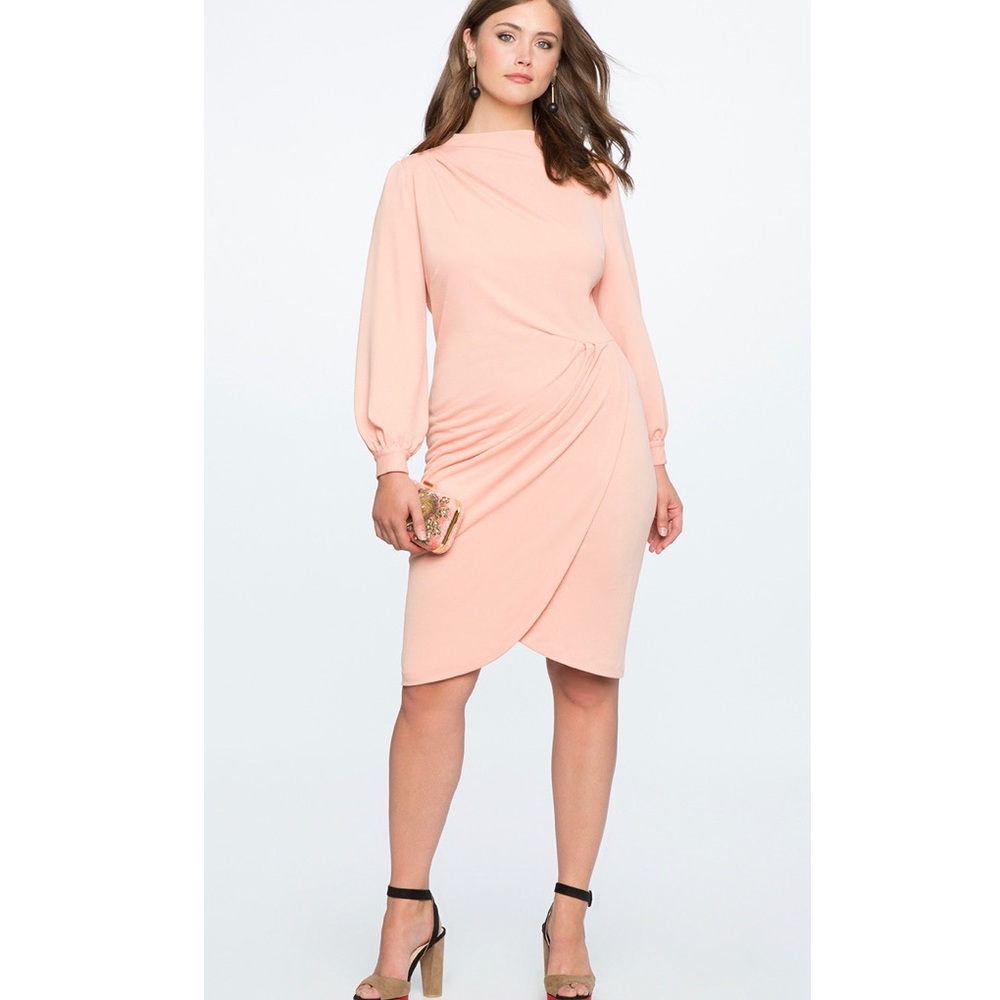 Eloquii Drape Front Mock Neck Dress